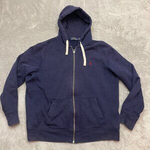 Polo Ralph Lauren Hoodie Mens XL Navy Blue Full Zip Heavyweight Jacket